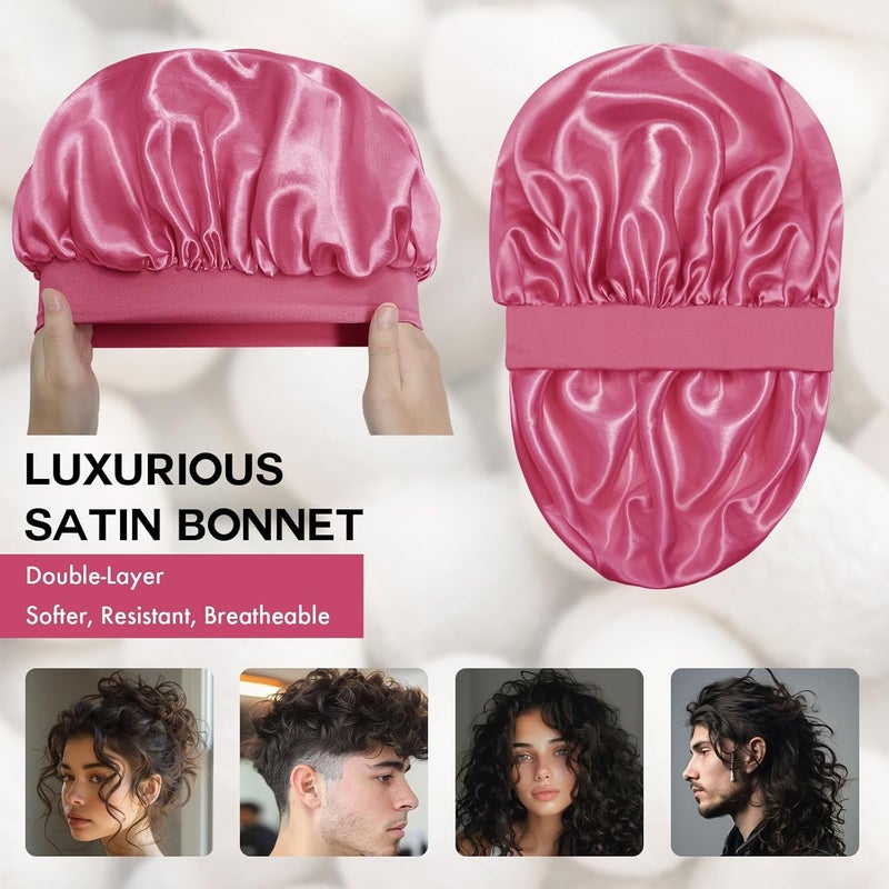 Doitory Store Satin Silk Bonnet for Sleeping, Double Layer Silk Sleep Cap for Men & Women, Soft Satin Lined Bonnet for Curly Hair - Image 2